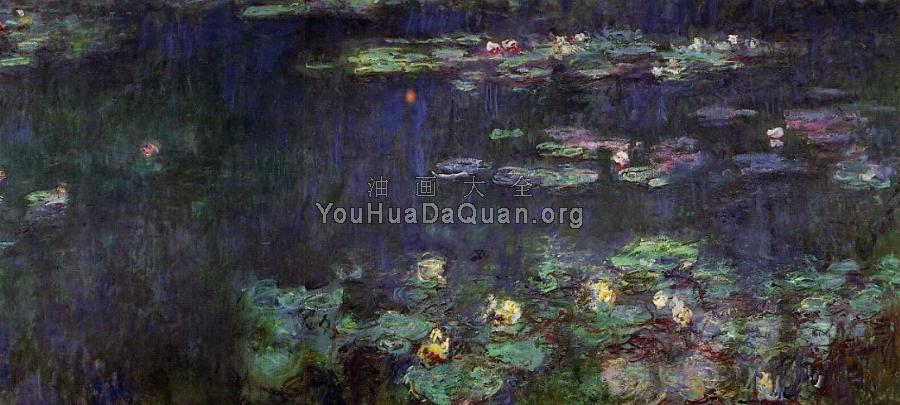 Green Reflection-right half - 克劳德·莫奈